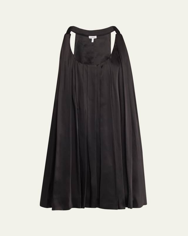 Baby Doll Pleated Trapeze Mini Dress
